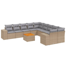 vidaXL 11 részes bézs polyrattan kerti ülőgarnitúra párnákkal (3225639) kerti bútor