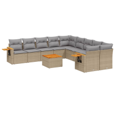 vidaXL 11 részes bézs polyrattan kerti ülőgarnitúra párnákkal (3227200) kerti bútor