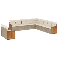 vidaXL 11 részes bézs polyrattan kerti ülőgarnitúra párnákkal (3227808) kerti bútor