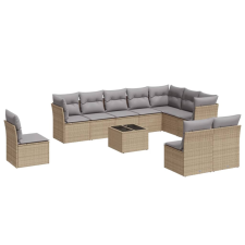 vidaXL 11 részes bézs polyrattan kerti ülőgarnitúra párnákkal (3249648) kerti bútor