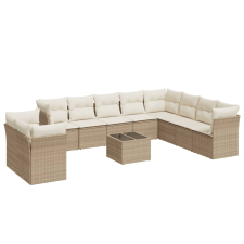 vidaXL 11 részes bézs polyrattan kerti ülőgarnitúra párnákkal (3249707) kerti bútor