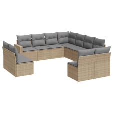 vidaXL 11 részes bézs polyrattan kerti ülőgarnitúra párnákkal (3251466) kerti bútor