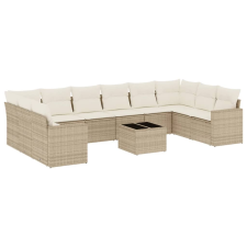 vidaXL 11 részes bézs polyrattan kerti ülőgarnitúra párnákkal (3251815) kerti bútor