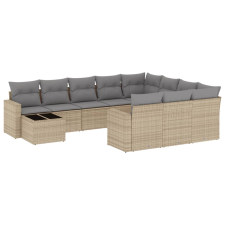 vidaXL 11 részes bézs polyrattan kerti ülőgarnitúra párnákkal (3251866) kerti bútor