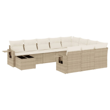 vidaXL 11 részes bézs polyrattan kerti ülőgarnitúra párnákkal (3253065) kerti bútor