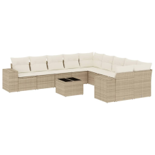 vidaXL 11 részes bézs polyrattan kerti ülőgarnitúra párnákkal (3255455) kerti bútor