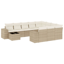 vidaXL 11 részes bézs polyrattan kerti ülőgarnitúra párnákkal (3255465) kerti bútor