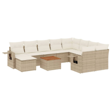 vidaXL 11 részes bézs polyrattan kerti ülőgarnitúra párnákkal (3257185) kerti bútor