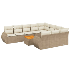 vidaXL 11 részes bézs polyrattan kerti ülőgarnitúra párnákkal (3257514) kerti bútor