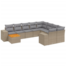 vidaXL 11 részes bézs polyrattan kerti ülőgarnitúra párnákkal (3257963) kerti bútor