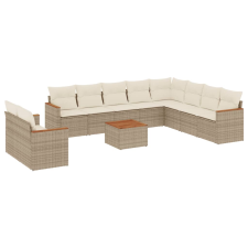 vidaXL 11 részes bézs polyrattan kerti ülőgarnitúra párnákkal (3258523) kerti bútor