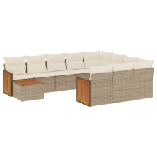 vidaXL 11 részes bézs polyrattan kerti ülőgarnitúra párnákkal (3260448) kerti bútor