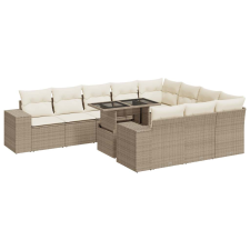 vidaXL 11 részes bézs polyrattan kerti ülőgarnitúra párnákkal (3326869) kerti bútor