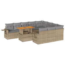 vidaXL 11 részes bézs polyrattan kerti ülőgarnitúra párnákkal (3327202) kerti bútor