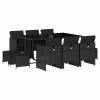 vidaXL 11 részes fekete polyrattan kerti étkezőgarnitúra párnákkal (3210607)