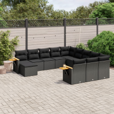 vidaXL 11 részes fekete polyrattan kerti ülőgarnitúra párnákkal kerti bútor