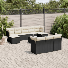 vidaXL 11 részes fekete polyrattan kerti ülőgarnitúra párnákkal kerti bútor