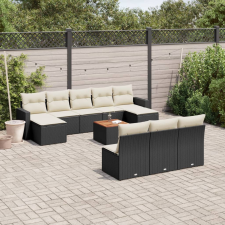 vidaXL 11 részes fekete polyrattan kerti ülőgarnitúra párnákkal kerti bútor
