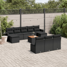 vidaXL 11 részes fekete polyrattan kerti ülőgarnitúra párnákkal kerti bútor