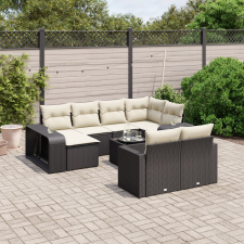 vidaXL 11 részes fekete polyrattan kerti ülőgarnitúra párnákkal kerti bútor
