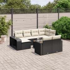 vidaXL 11 részes fekete polyrattan kerti ülőgarnitúra párnákkal kerti bútor