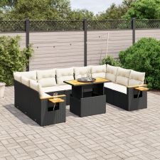 vidaXL 11 részes fekete polyrattan kerti ülőgarnitúra párnákkal kerti bútor