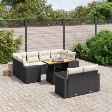 vidaXL 11 részes fekete polyrattan kerti ülőgarnitúra párnákkal kerti bútor