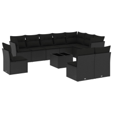 vidaXL 11 részes fekete polyrattan kerti ülőgarnitúra párnákkal (3217805) kerti bútor