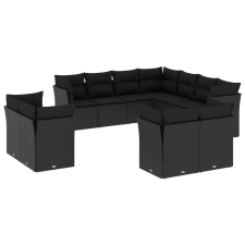 vidaXL 11 részes fekete polyrattan kerti ülőgarnitúra párnákkal (3218505) kerti bútor