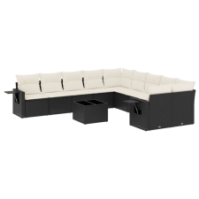 vidaXL 11 részes fekete polyrattan kerti ülőgarnitúra párnákkal (3220715) kerti bútor