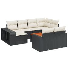 vidaXL 11 részes fekete polyrattan kerti ülőgarnitúra párnákkal (3228916) kerti bútor