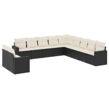 vidaXL 11 részes fekete polyrattan kerti ülőgarnitúra párnákkal (3251523) kerti bútor
