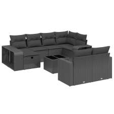 vidaXL 11 részes fekete polyrattan kerti ülőgarnitúra párnákkal (3266245) kerti bútor
