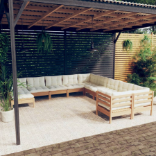 vidaXL 11 részes mézbarna fenyőfa kerti ülőgarnitúra párnákkal kerti bútor