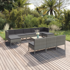 vidaXL 11 részes szürke polyrattan kerti bútorszett párnákkal kerti bútor