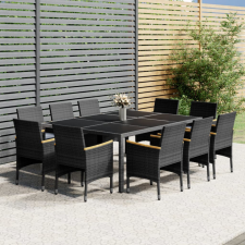 vidaXL 11 részes szürke polyrattan kerti étkezőgarnitúra kerti bútor