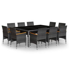 vidaXL 11 részes szürke polyrattan kerti étkezőgarnitúra (3058569) kerti bútor