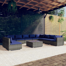 vidaXL 11 részes szürke polyrattan kerti ülőgarnitúra párnákkal kerti bútor