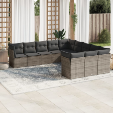 vidaXL 11 részes szürke polyrattan kerti ülőgarnitúra párnákkal kerti bútor