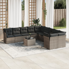 vidaXL 11 részes szürke polyrattan kerti ülőgarnitúra párnákkal kerti bútor