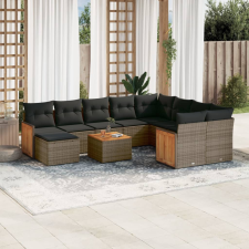 vidaXL 11 részes szürke polyrattan kerti ülőgarnitúra párnákkal kerti bútor