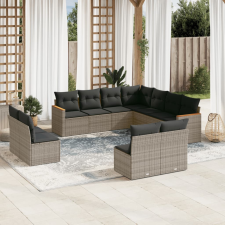 vidaXL 11 részes szürke polyrattan kerti ülőgarnitúra párnákkal kerti bútor