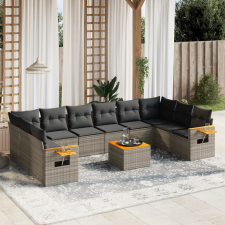vidaXL 11 részes szürke polyrattan kerti ülőgarnitúra párnákkal kerti bútor