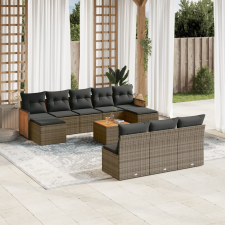 vidaXL 11 részes szürke polyrattan kerti ülőgarnitúra párnákkal kerti bútor