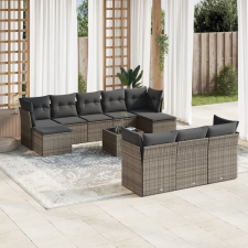 vidaXL 11 részes szürke polyrattan kerti ülőgarnitúra párnákkal kerti bútor