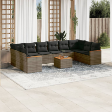 vidaXL 11 részes szürke polyrattan kerti ülőgarnitúra párnákkal kerti bútor