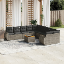 vidaXL 11 részes szürke polyrattan kerti ülőgarnitúra párnákkal kerti bútor