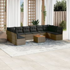 vidaXL 11 részes szürke polyrattan kerti ülőgarnitúra párnákkal kerti bútor