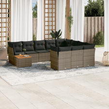 vidaXL 11 részes szürke polyrattan kerti ülőgarnitúra párnákkal kerti bútor