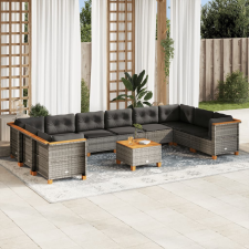 vidaXL 11 részes szürke polyrattan kerti ülőgarnitúra párnákkal kerti bútor